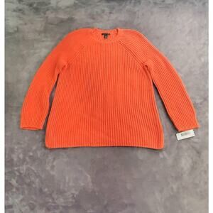 Lauren Ralph Lauren Sz 1X Cable Knit Sweater Coral Orange Women’s 100% Cotton C5